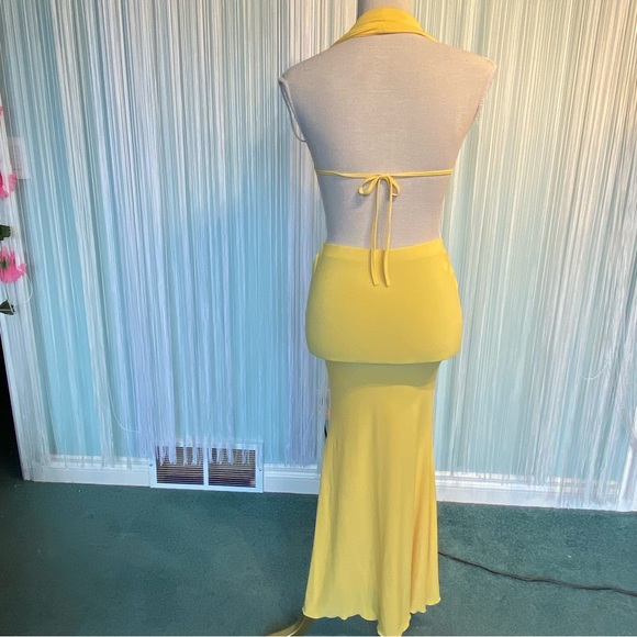 Rare Yellow Cut Out Open Back Maxi Dress - Picture 5 of 17